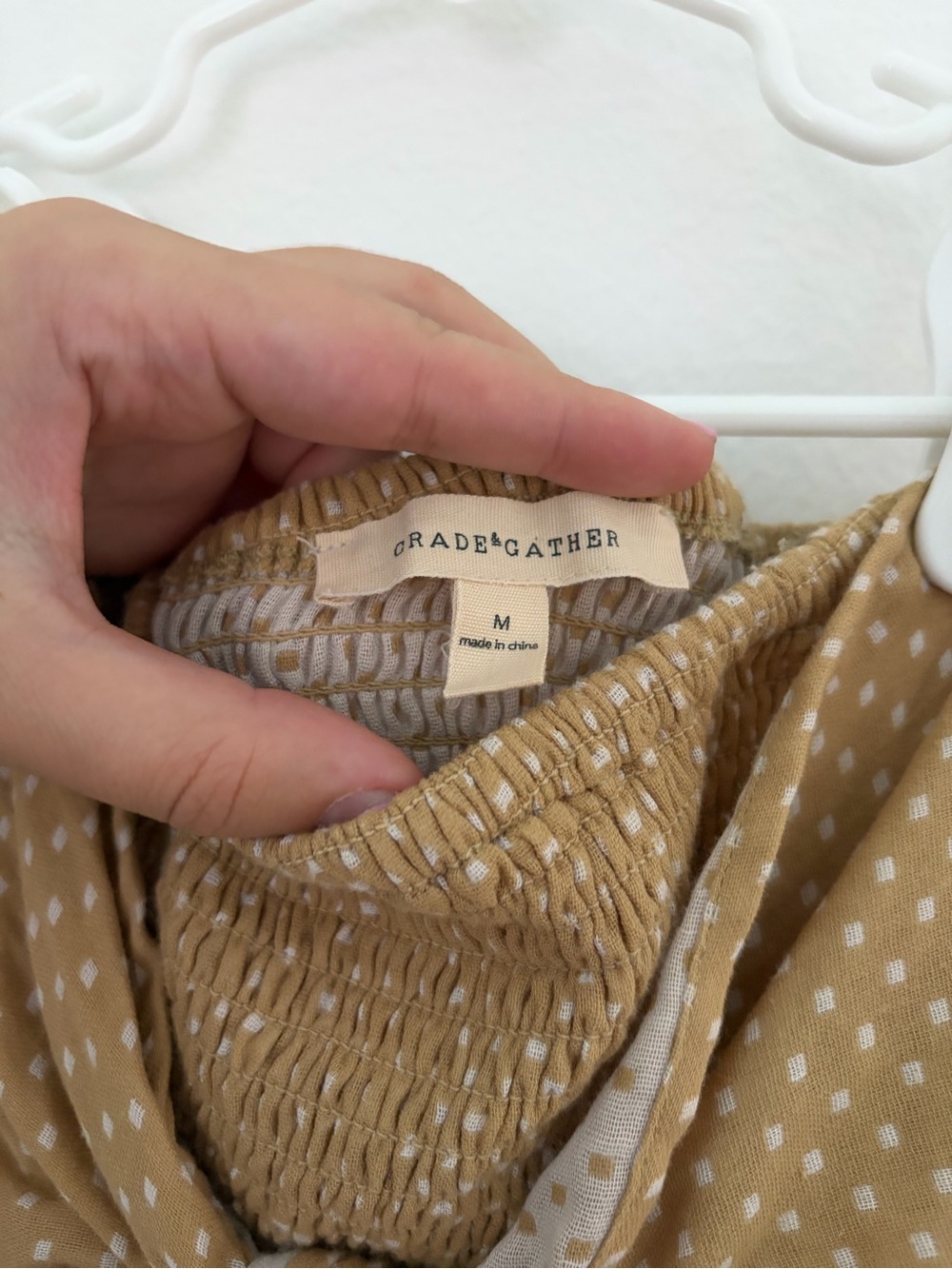 Strapless Polka Dot Tie-Front Midi Dress in Tan - Picture 3 of 3